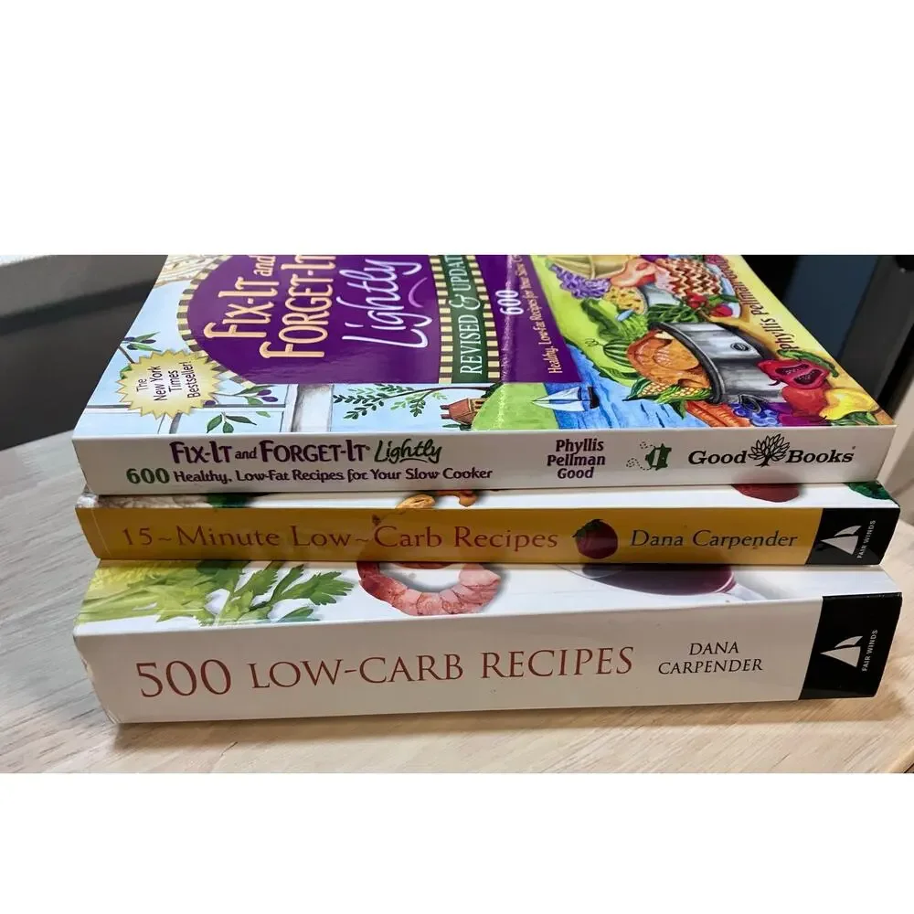 LOW CARB Healthy Cookbooks Lot of‎ (3) RECIPES 15 Minute, 500, Fix it Forget It